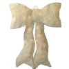 18" Sparkling Cream Lighted Bow Christmas Outdoor Decoration