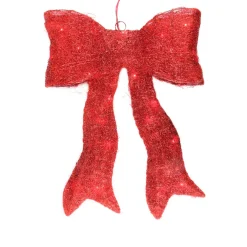 18" Sparkling Red Lighted Bow Christmas Outdoor Decoration