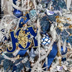 Sparkly Blue Solid Christmas Wired Craft Ribbon 2.5