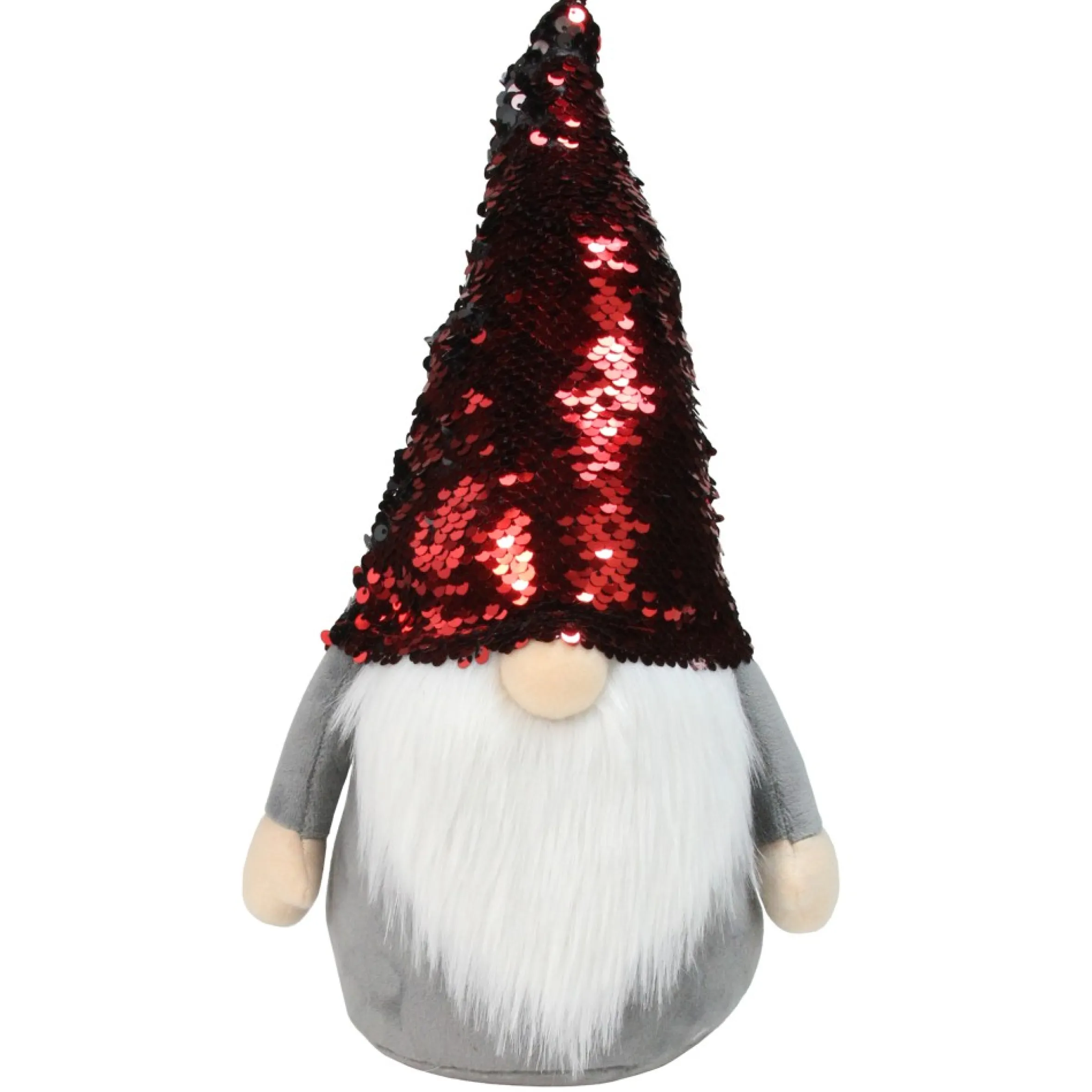 11" Standing Gnome Christmas Decoration With Red Flip Sequin Hat