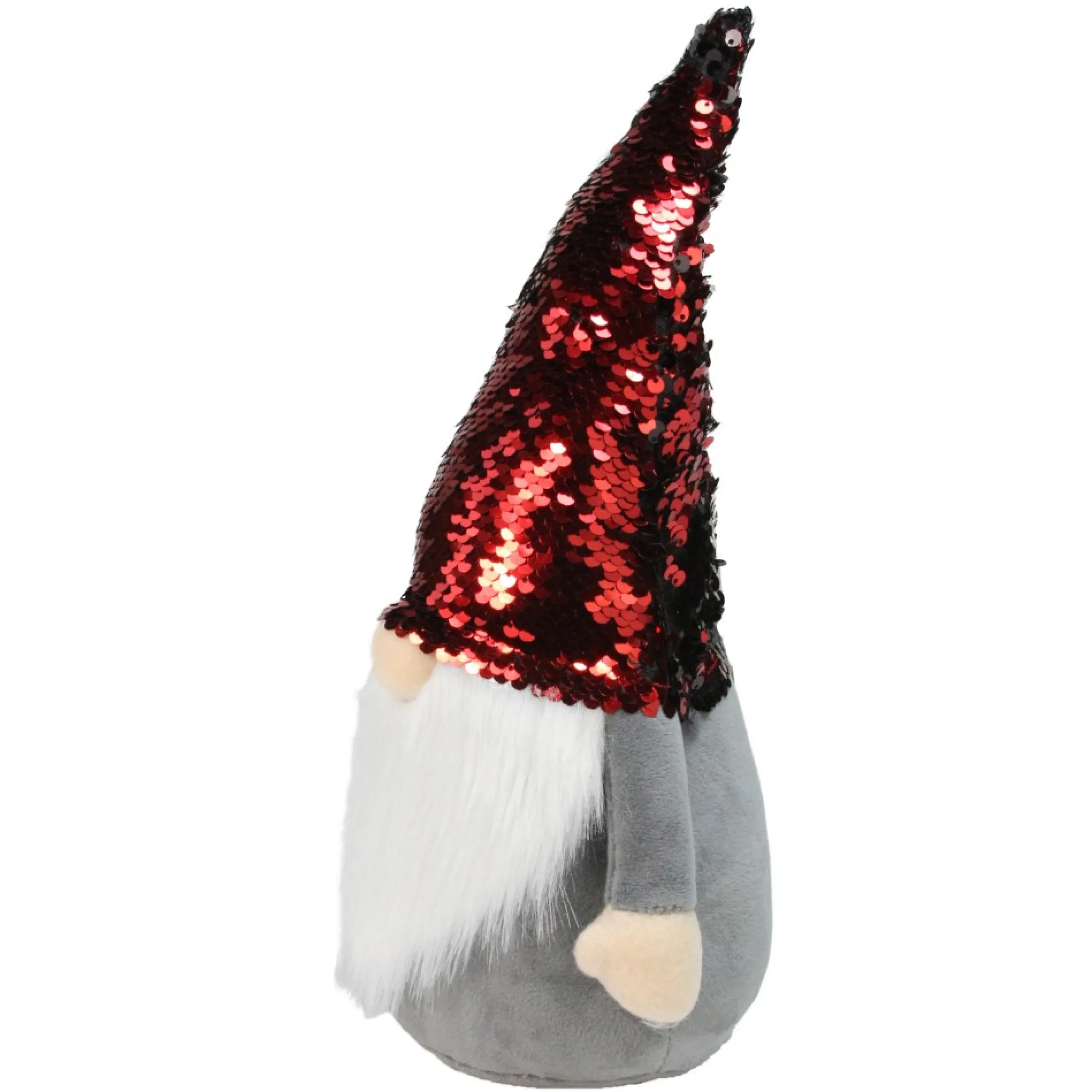 11" Standing Gnome Christmas Decoration With Red Flip Sequin Hat