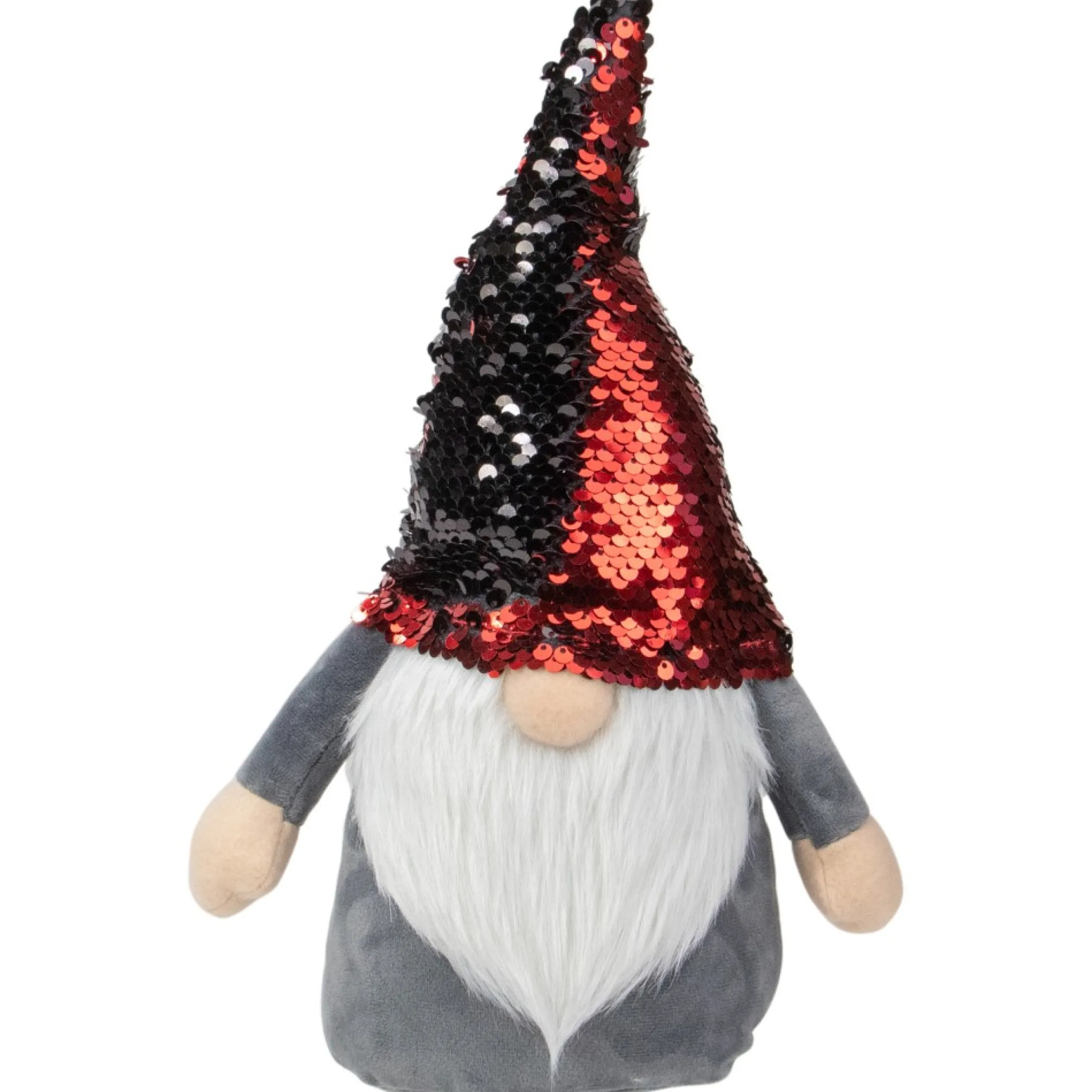 11" Standing Gnome Christmas Decoration With Red Flip Sequin Hat
