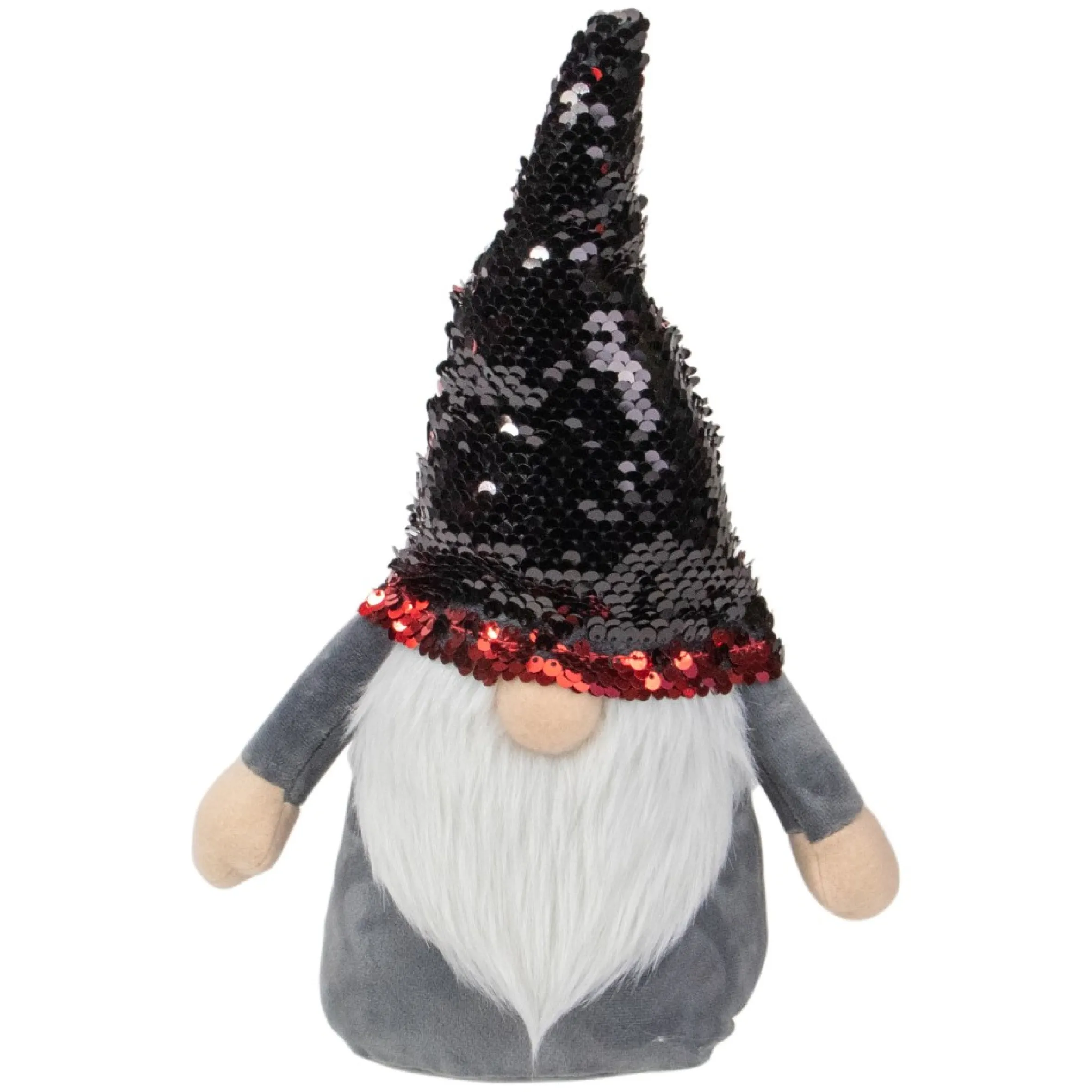 11" Standing Gnome Christmas Decoration With Red Flip Sequin Hat