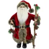 18" Standing Old World Santa Claus With Walking Stick