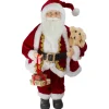18" Standing Santa Christmas Figure With A Plush Brown Bear