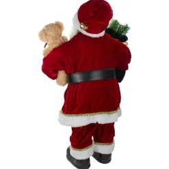 2' Standing Santa Christmas Figure With A Plush Bear