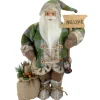 18" Standing Santa Christmas Figure Carrying A Welcome Sign