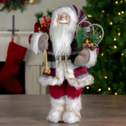 18" Standing Santa Christmas Figure With Snow Shoes And Fur Boots