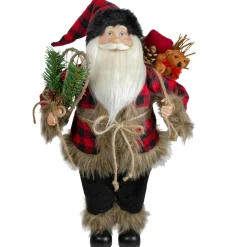 18" Standing Santa Christmas Figure With Snow Shoes And Bear