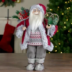 18" Standing Santa Christmas Figure With Snow Shoes And Presents