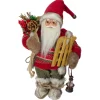 12" Standing Santa With A Sled And Lantern Christmas Figure