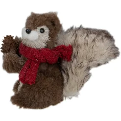 6" Standing Squirrel With Pinecone And Red Scarf Tabletop Christmas Figurine