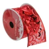 Swirls Of Red Christmas Wired Craft Ribbon 2.5" X 10 Yards