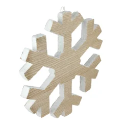 12.5" Tan Brown Wood Grain Snowflake Christmas Decoration