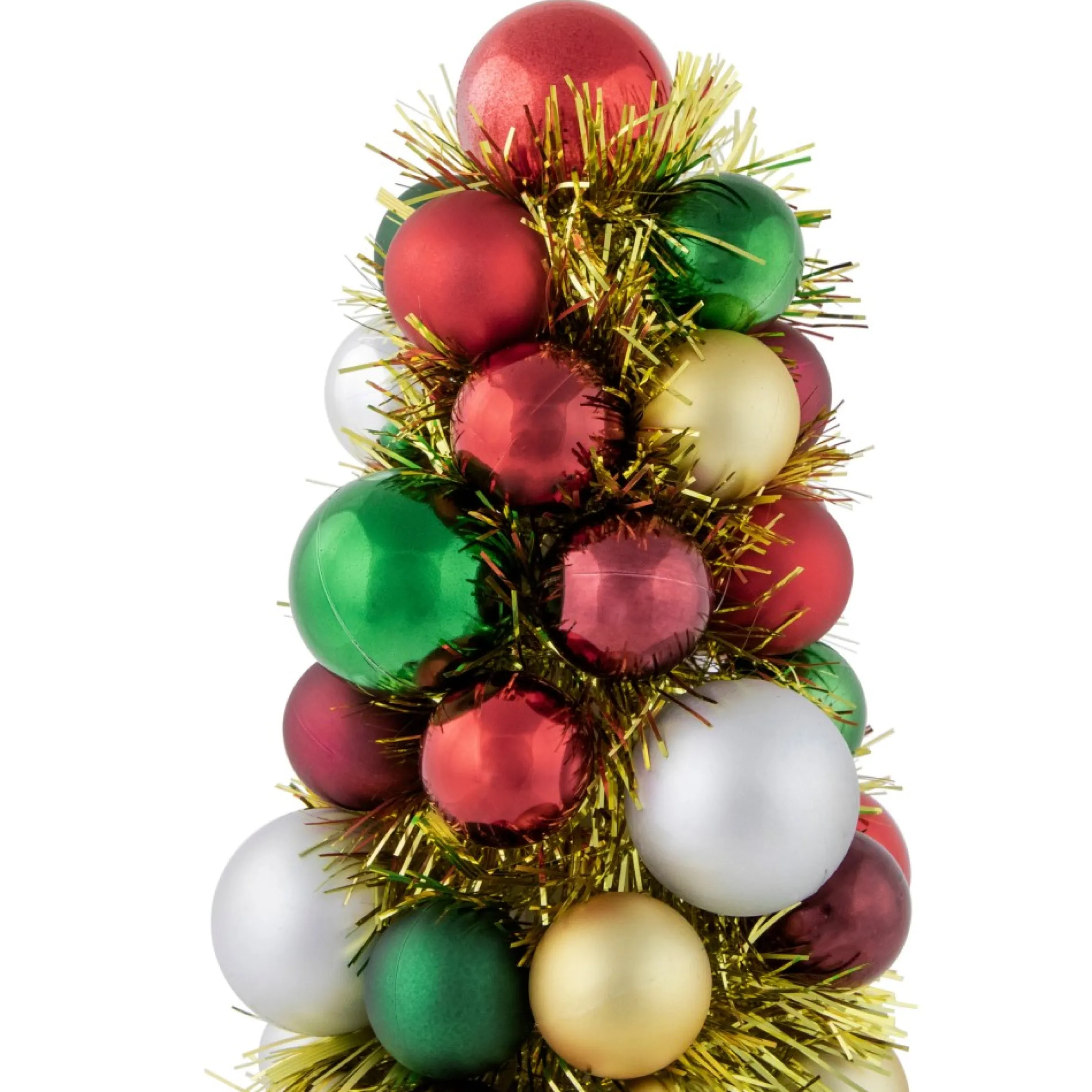 15.75" Traditional Colors 3-Finish Shatterproof Ball Christmas Tree With Tinsel