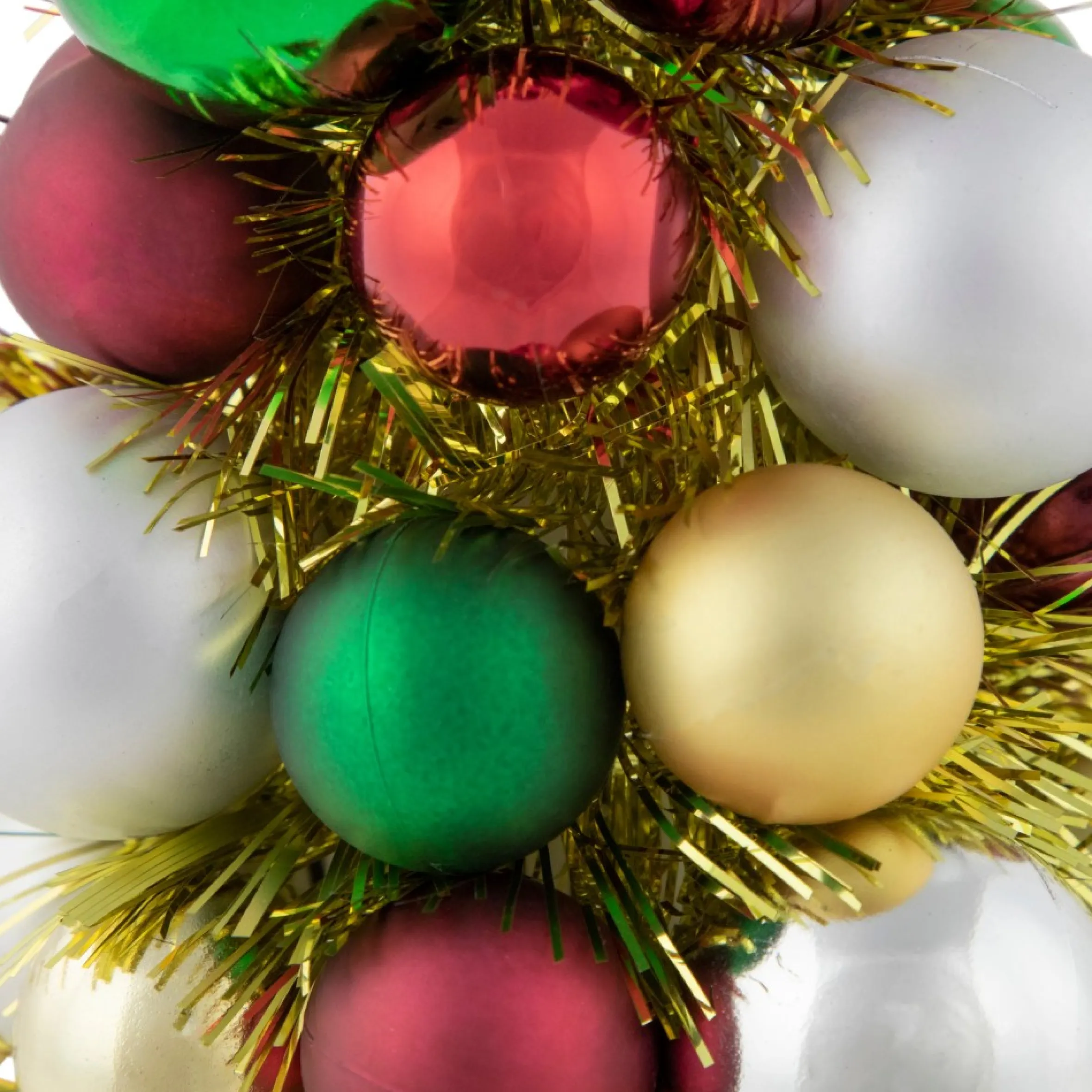 15.75" Traditional Colors 3-Finish Shatterproof Ball Christmas Tree With Tinsel
