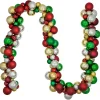 6' Traditional Colors 2-Finish Shatterproof Ball Christmas Garland