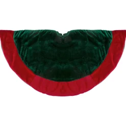 26" Traditional Green And Red Velveteen Christmas Tree Skirt