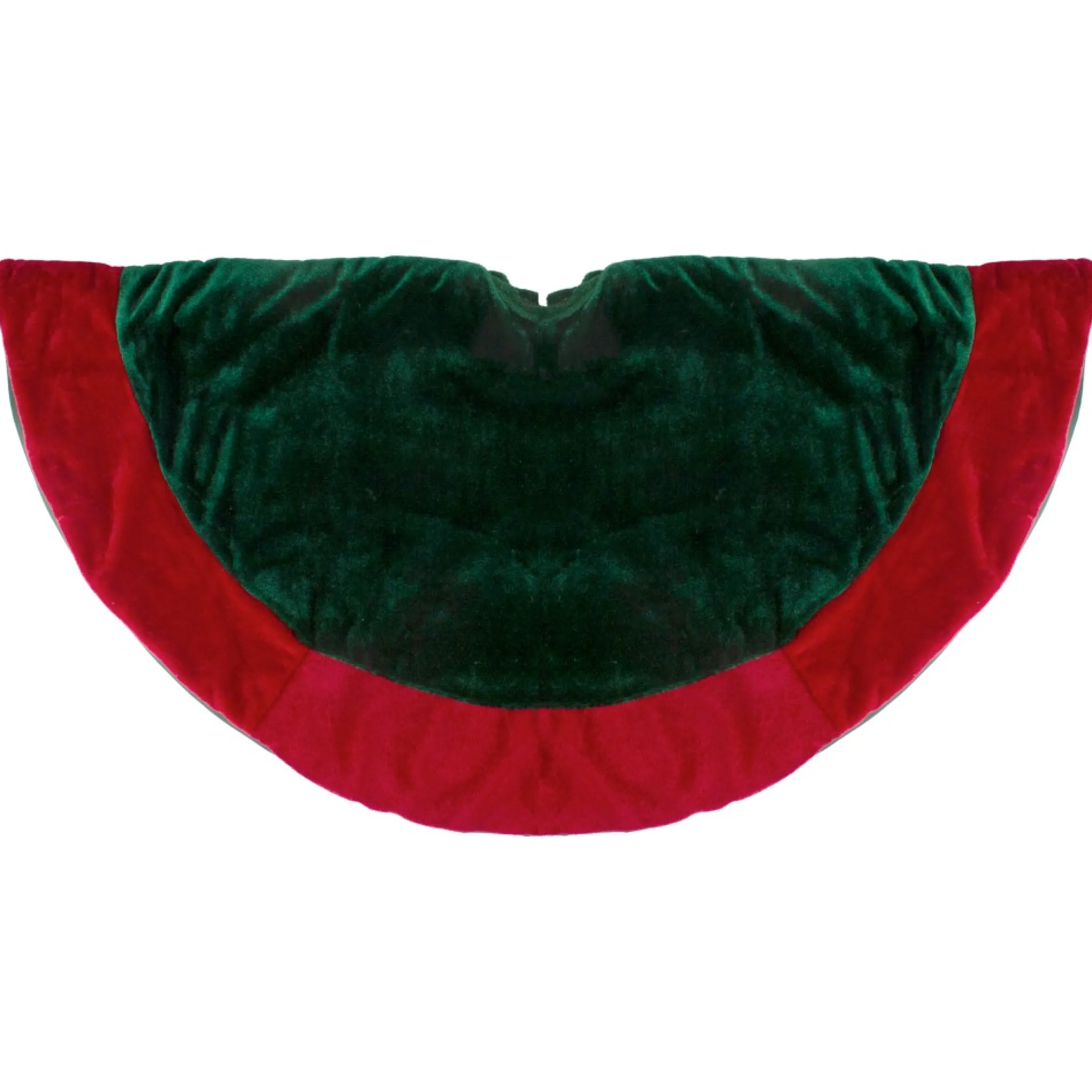 26" Traditional Green And Red Velveteen Christmas Tree Skirt
