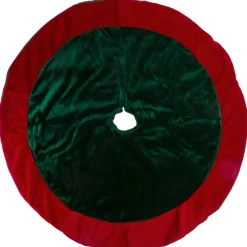 26" Traditional Green And Red Velveteen Christmas Tree Skirt