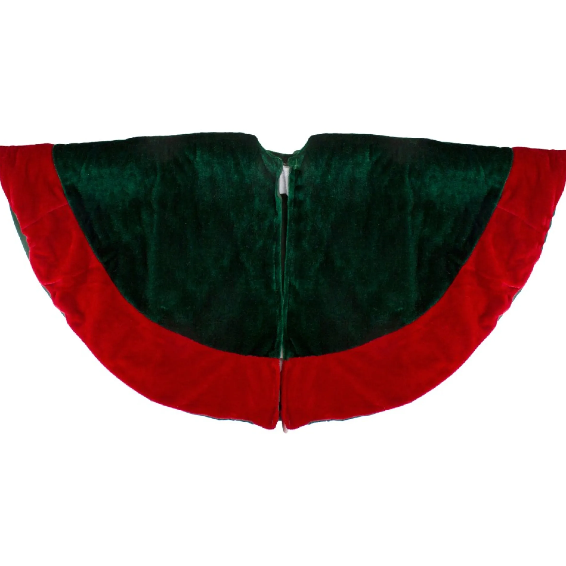 26" Traditional Green And Red Velveteen Christmas Tree Skirt