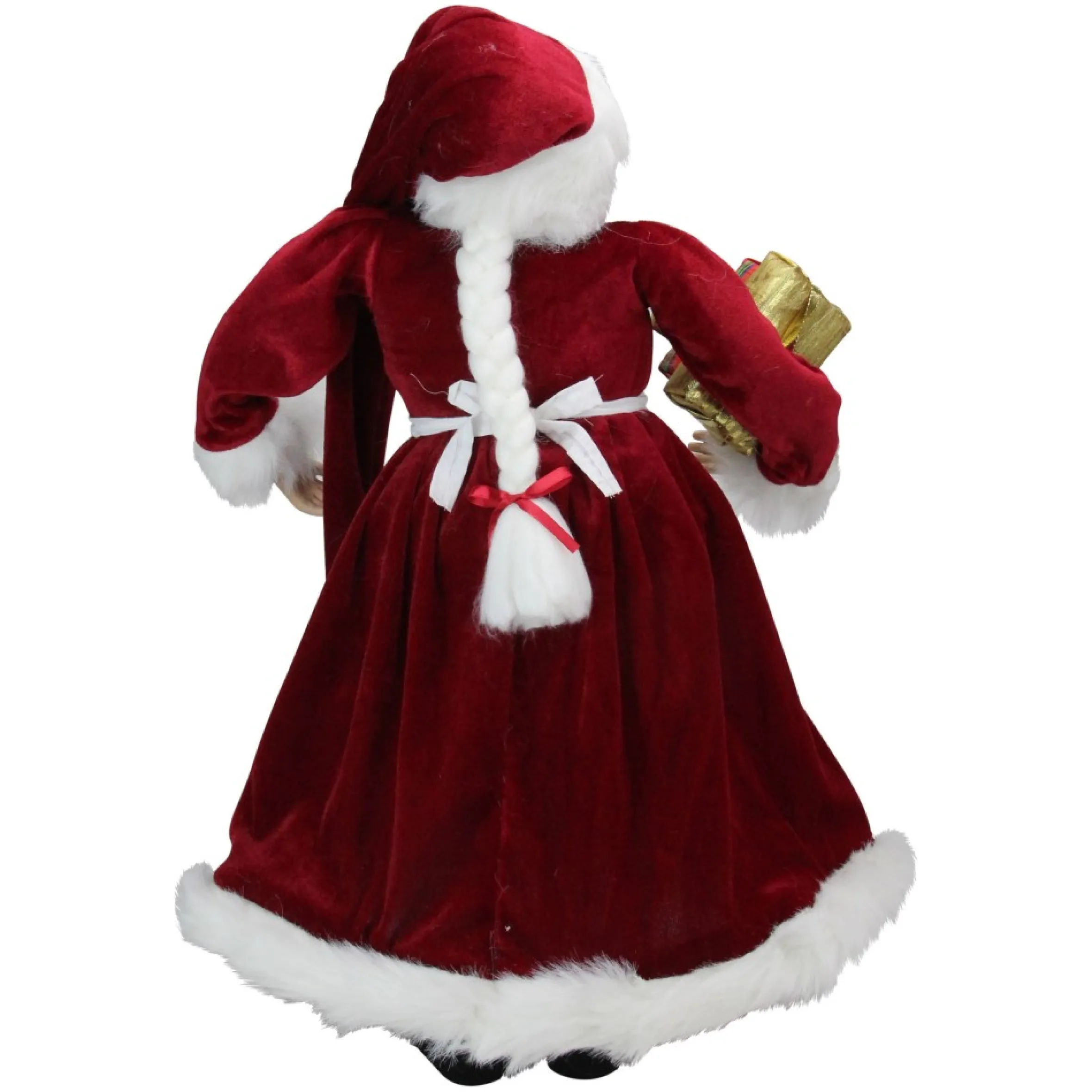 24" Traditional Mrs Claus With Braided Hair And Gifts Christmas Figure