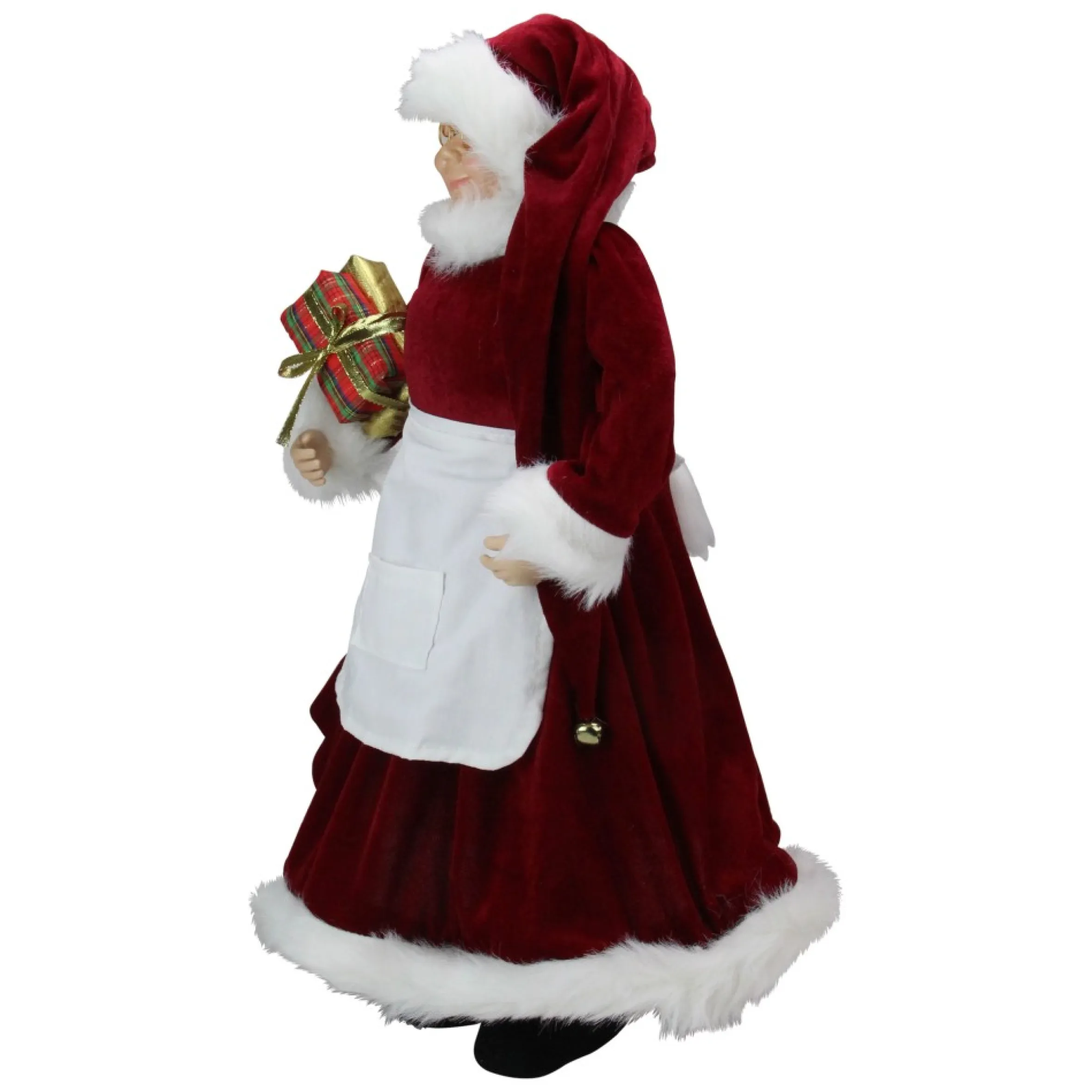 24" Traditional Mrs Claus With Braided Hair And Gifts Christmas Figure