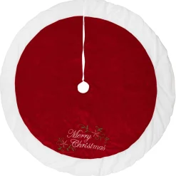 48" Traditional Red Merry Christmas Velveteen Tree Skirt