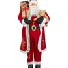 60" Traditional Santa Claus With Teddy Bear And Gift Bag Standing Christmas Figure