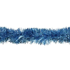 50' Traditional Shiny Sky Blue Foil Tinsel Garland - Unlit