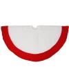 26" Traditional White Velveteen Christmas Tree Skirt With Red Trim