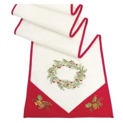 72" Tree And Wreath Christmas Table Runner