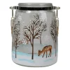 6.25" Trees And Fawns Flameless Glass Candle Lantern