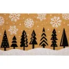Trees And Snowflakes Natural Coir Christmas Outdoor Doormat 18" X 30"