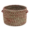 12" Tweed Braided Round Holiday Basket With Handles
