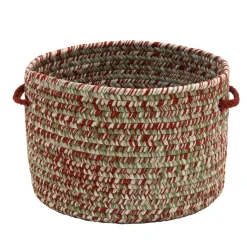 14" Tweed Braided Round Holiday Basket With Handles