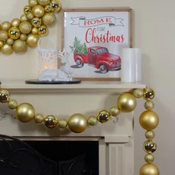 6' Vegas Gold 3-Finish Shatterproof Ball Christmas Garland