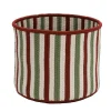 14" Vertical Striped Braided Round Christmas Storage Basket