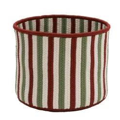 14" Vertical Striped Braided Round Christmas Storage Basket