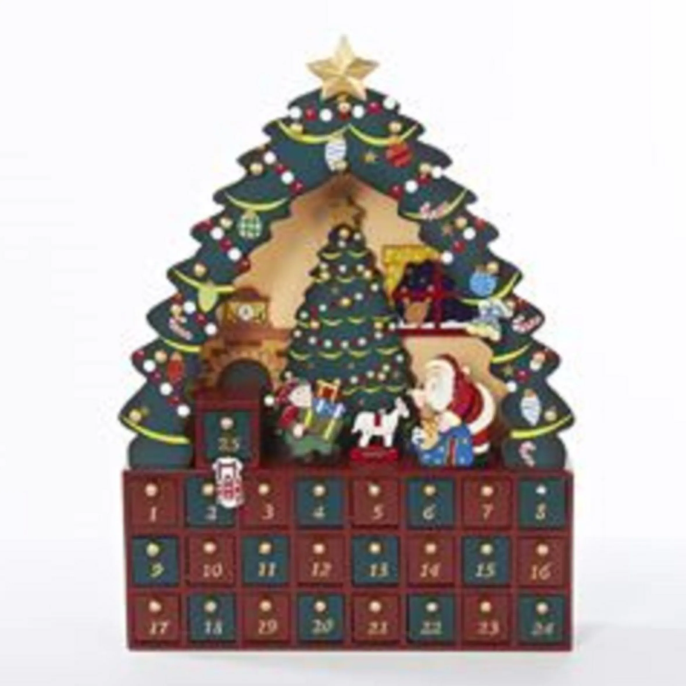 16" Vibrantly Colored Christmas Tree Advent Calendar