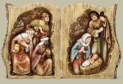 13.75" Vibrantly Colored Joseph Nativity Scene Folding Log Tabletop
