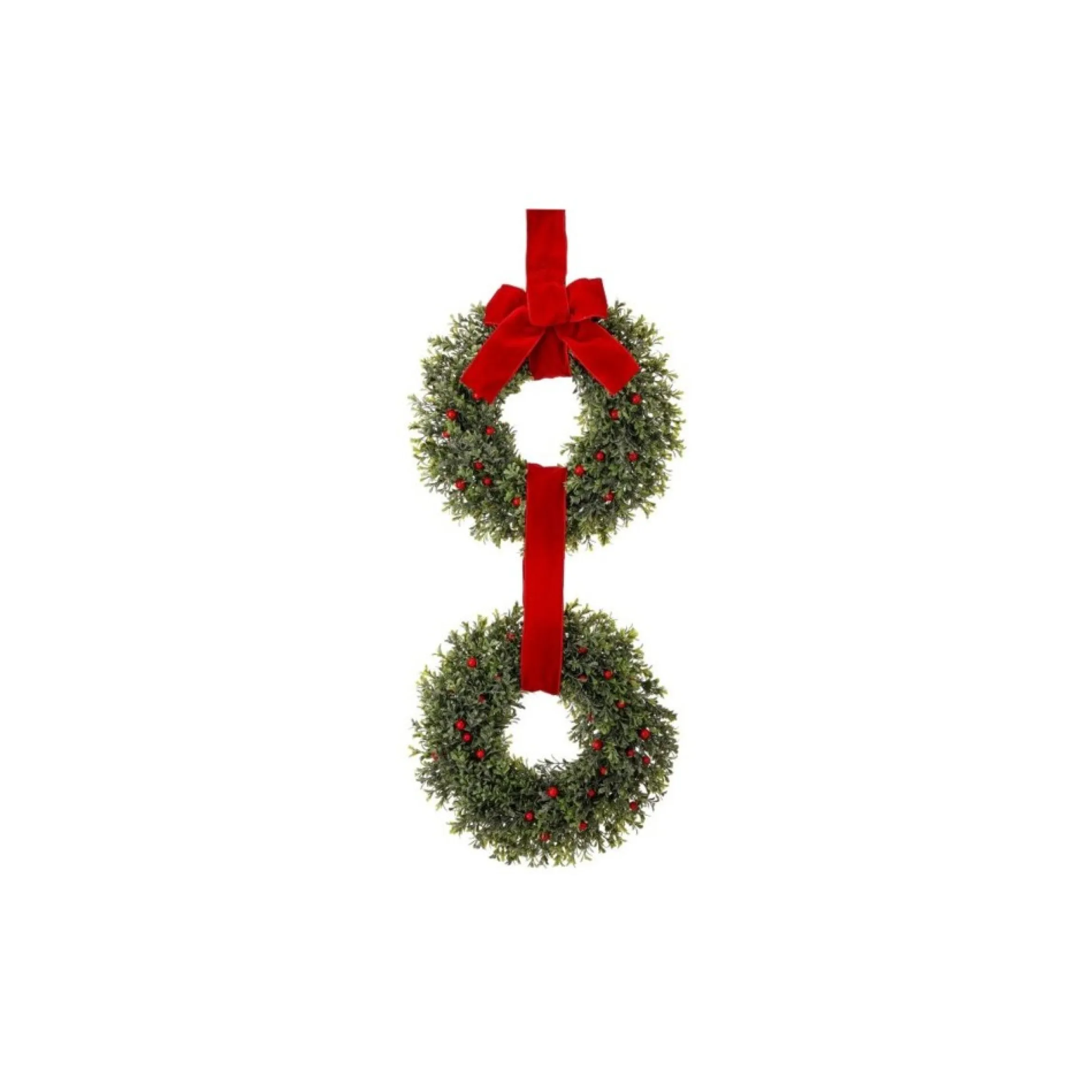 Waterproof Double Berry Boxwood Outdoor Artificial Christmas Wreath, 16-Inch, Unlit