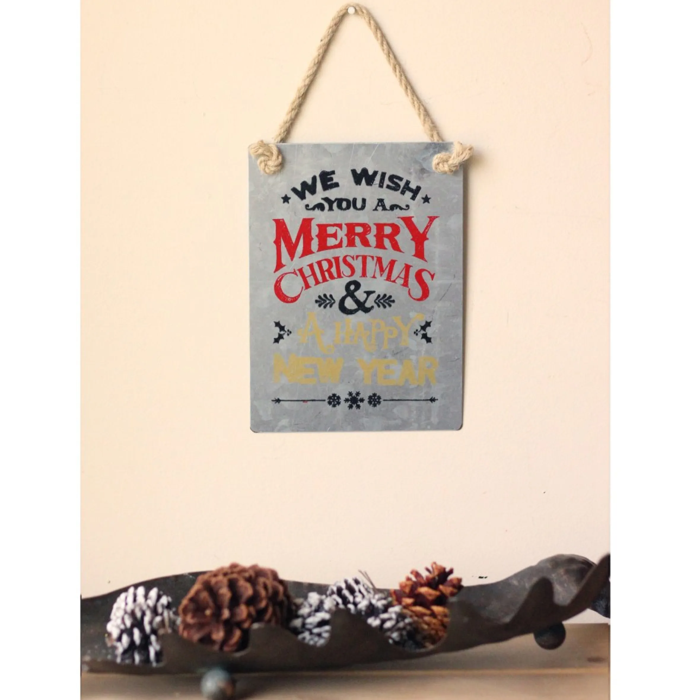 7.5" We Wish You A Merry Christmas Verse Metal Christmas Tree Ornament