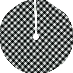 20" White And Black Buffalo Plaid Mini Christmas Tree Skirt