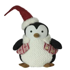 18" White And Black Large Plush Penguin In Nordic Snowflake Vest Christmas Figure