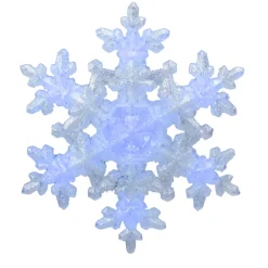 9.25" White And Blue Lighted Sparkly Snowflake Christmas Tree Topper - Clear Lights