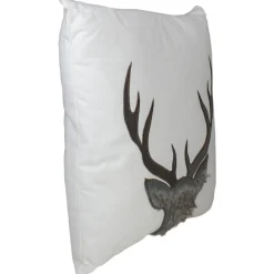 17.5 White And Brown Faux Fur Reindeer Throw Pillow Cover