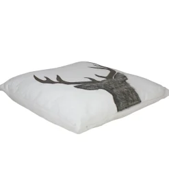17.5 White And Brown Faux Fur Reindeer Throw Pillow Cover