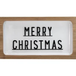 13" White And Brown "Merry Christmas" 3D Wooden Christmas Wall Or Tabletop Decor