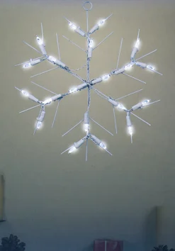 13" White And Clear Led Lighted Snowflake Christmas Window Silhouette Decoration